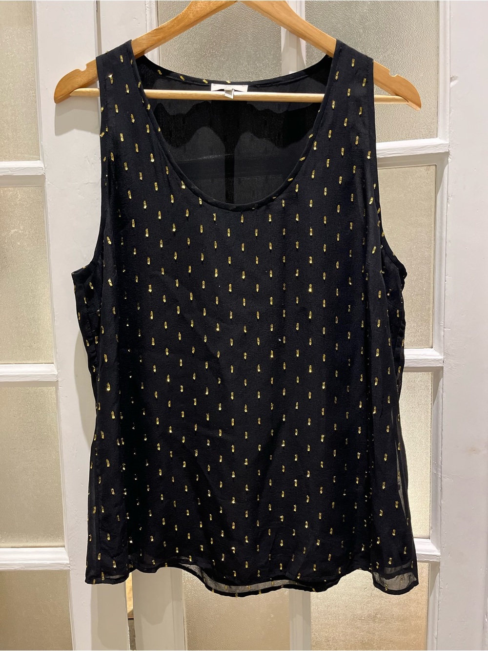 Joie Black Sleeveless Tank Top with Gold Dot Accent